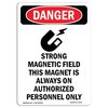 Signmission OSHA Danger Sign, Strong Magnetic Field, 14in X 10in Decal, 10" W, 14" L, Portrait OS-DS-D-1014-V-1701